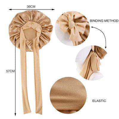 Satin Bonnet Silk Bonnet Adjustable Bonne For Sleeping Hair Bonnet With Tie Band Bonnets For Women Men