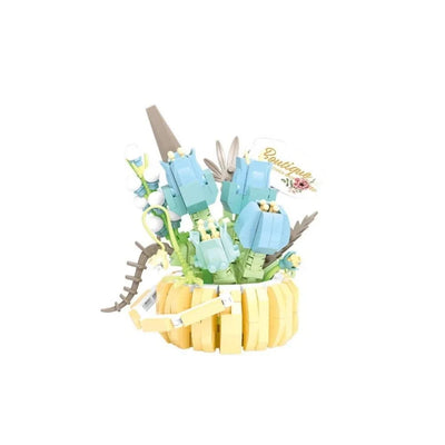 Garden Romantic Bricks DIY Potted Plants Model Bag Eternal Basket Bonsai Flower Succulents Building Blocks