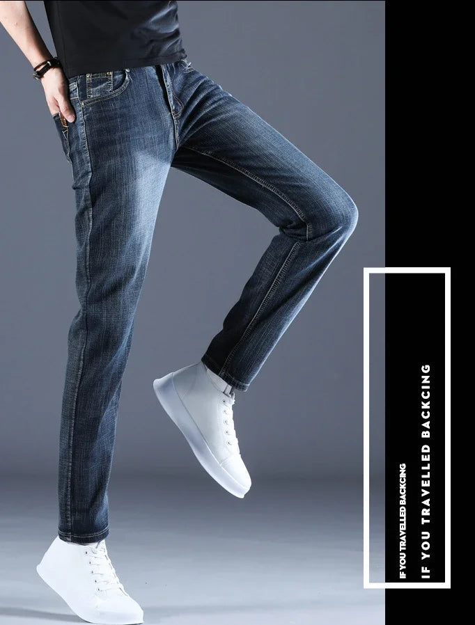 Men's Jeans Casual Skinny New Spring and Autumn Pants Straight Stretch Blue Big Size Fashion Good Quality Trousers for men