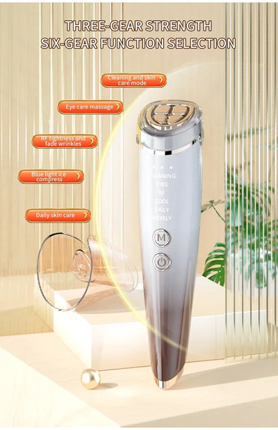 High Frefruquency RF Neck Face Beauty Device Anti-aging Remove Double Chin EMS Facial Lifting Warm Facial Massager