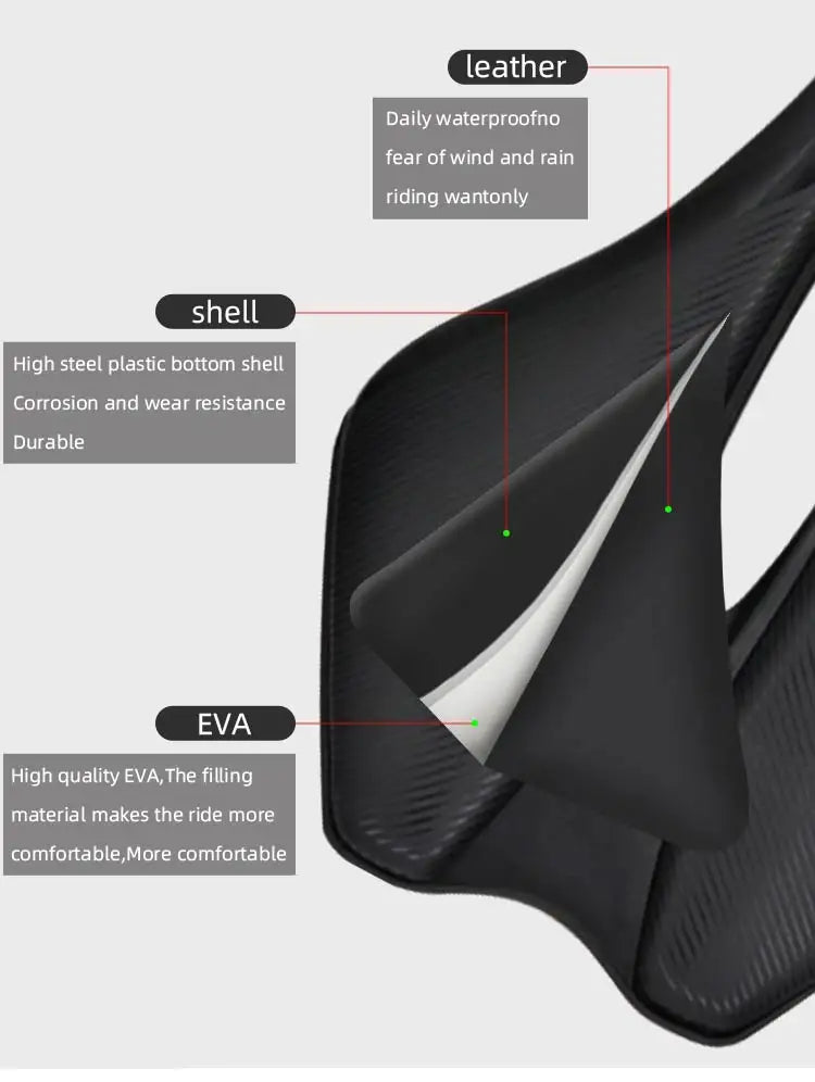 KOCEVLO Bicycle Seat Saddle Mtb Road Bike Steel Saddles Mountain Bike Racing Saddle Pu Breathable Soft Comfortable Cushion
