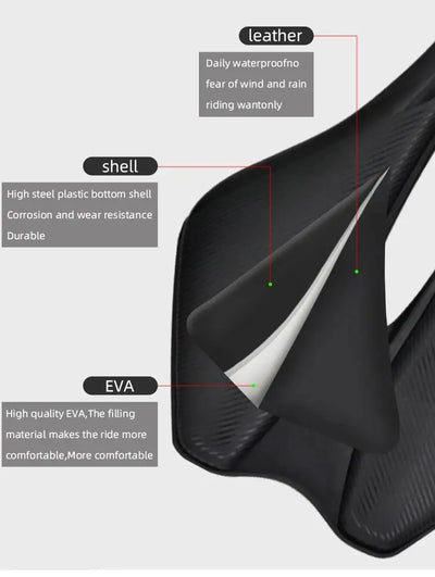 KOCEVLO Bicycle Seat Saddle Mtb Road Bike Steel Saddles Mountain Bike Racing Saddle Pu Breathable Soft Comfortable Cushion