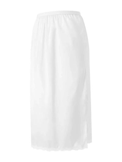 Women's Half Slips Elastic Waist Solid Color Satin Underskirt Lace Trim Skirt Under Dresses Bottoming Mini Slip Dress Petticoat