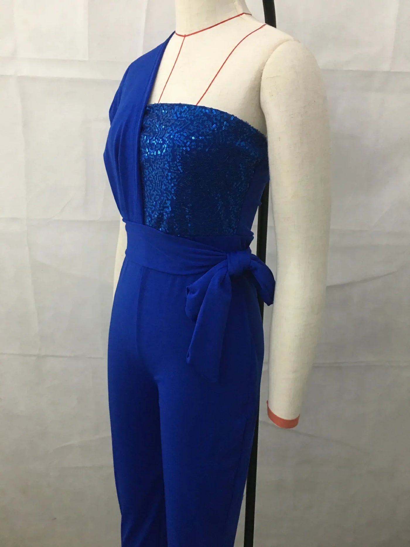 Summer Bodysuit Sexy Party Overalls Solid Sleeveless Women Jumpsuit Long Pants Rompers Lace-up Slim-fit Sequin Women's Trousers