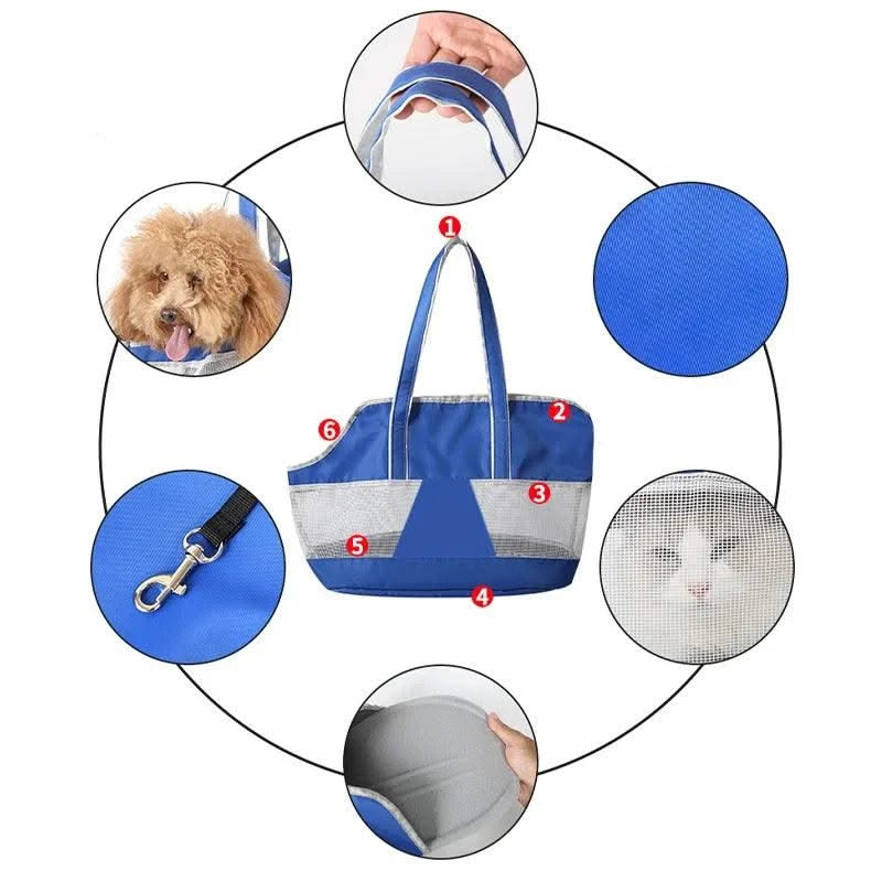 Small Dog Accessories Single-shoulder Portable Bag Pet Carrying Handbag Cat  Tote Travel Foldable Mesh Carriers Tote Car Cover