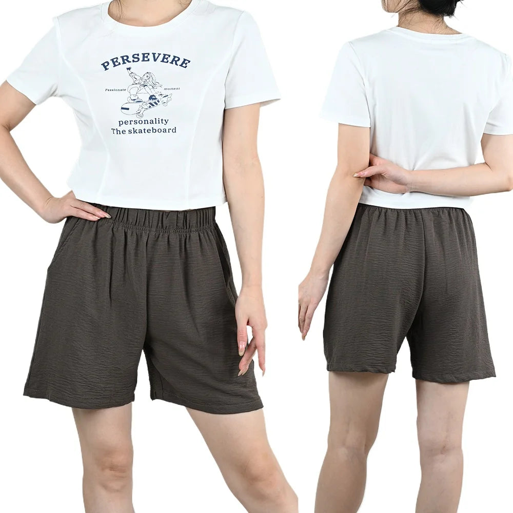 Summer Women Wide-leg Shorts Lady Elastic High Waist Loose Casual Hot Pants Female Large Size Beach Shorts Girls Cargo Trousers