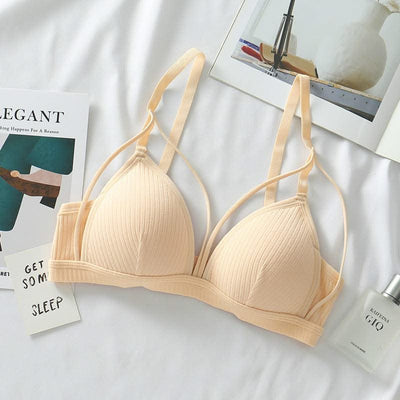 Cotton Bra For Women Push Up Bralette Sexy Lingerie Deep V Backless Comfort Small Breast Thin Pad Bra Female Cotton Underwear