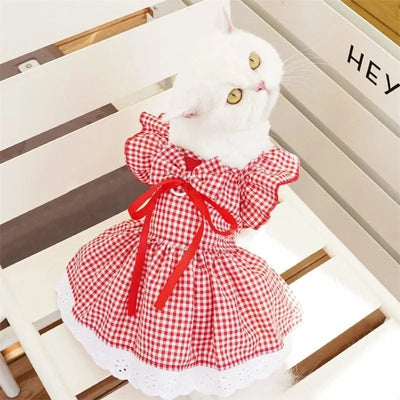 Pet Dog Clothes for Small Dogs Summer Dog Dress Fashion Print Puppy Princess Skirt Cute Flying Sleeve Cat Dress Pet Dog Costumes