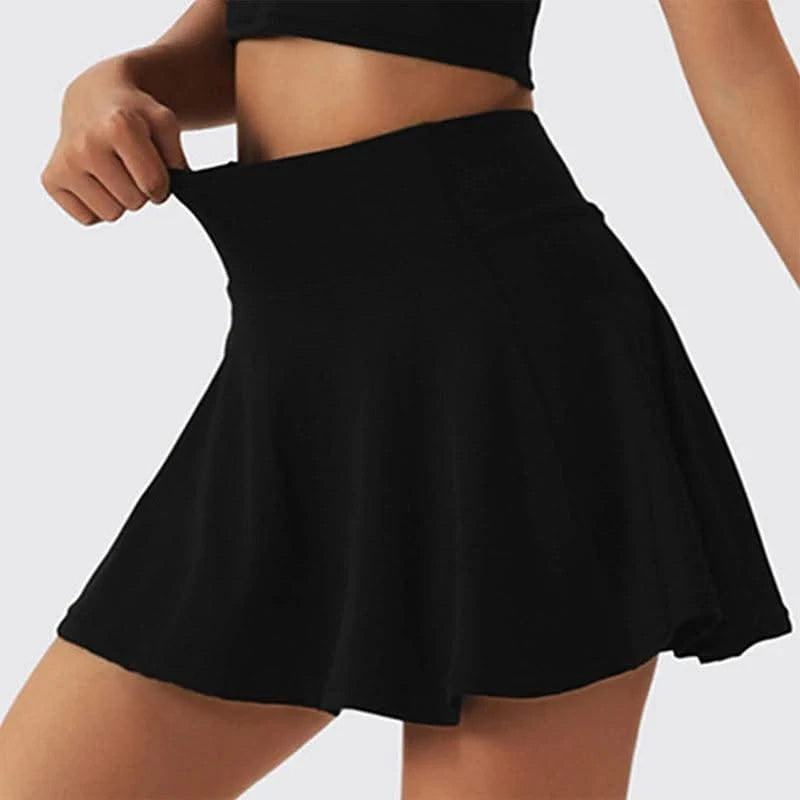 Women's Sports High Waisted Short Skirt Comfortable Breathable Belt Safety Pants and Pocket Tennis Yoga Golf Mini Skirt