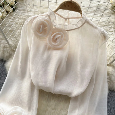 Ruffle Chiffon Blouse Summer Women Lantern Sleeve Fashion Slim Loose Vacation Ladies Y2K Casual Chic Tops