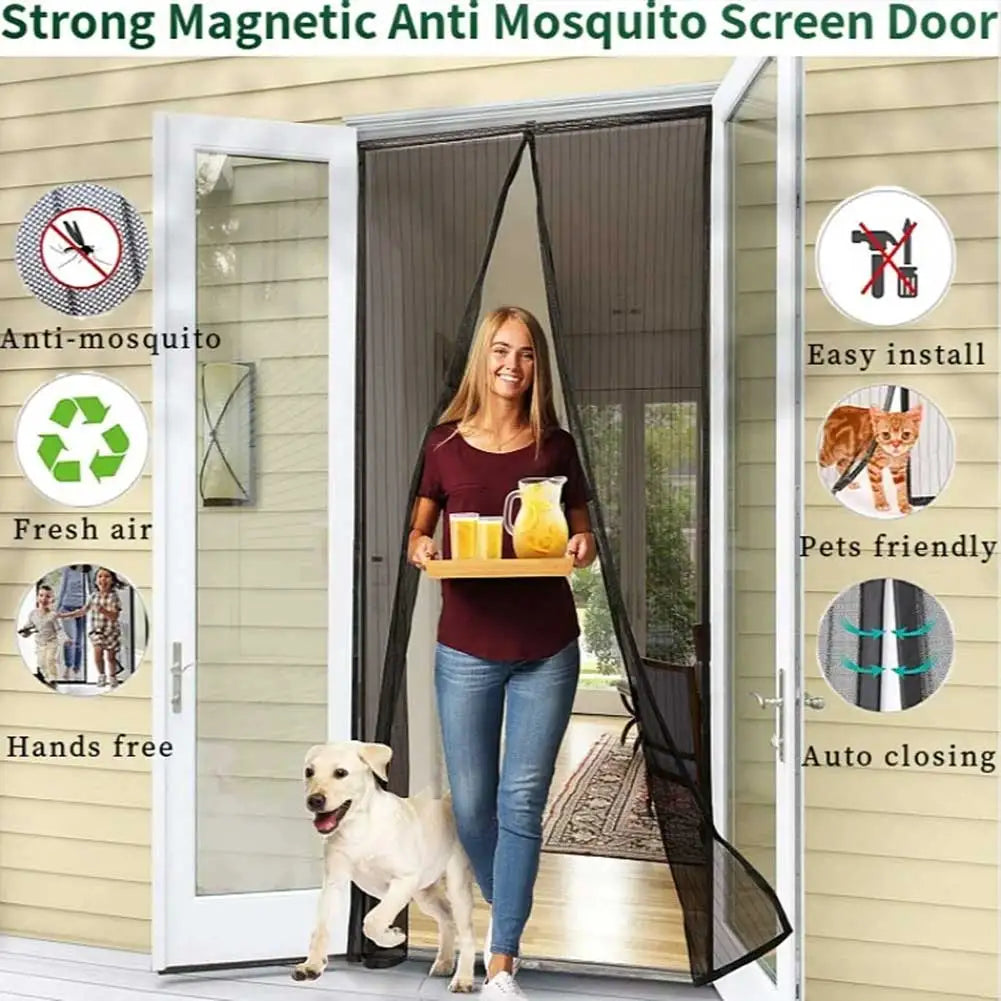 Magnetic Screen Door Screen Door Mesh Keep Bugs Out Heavy-Duty Mesh Curtain Pet and Kid Friendly Works with Front Doors