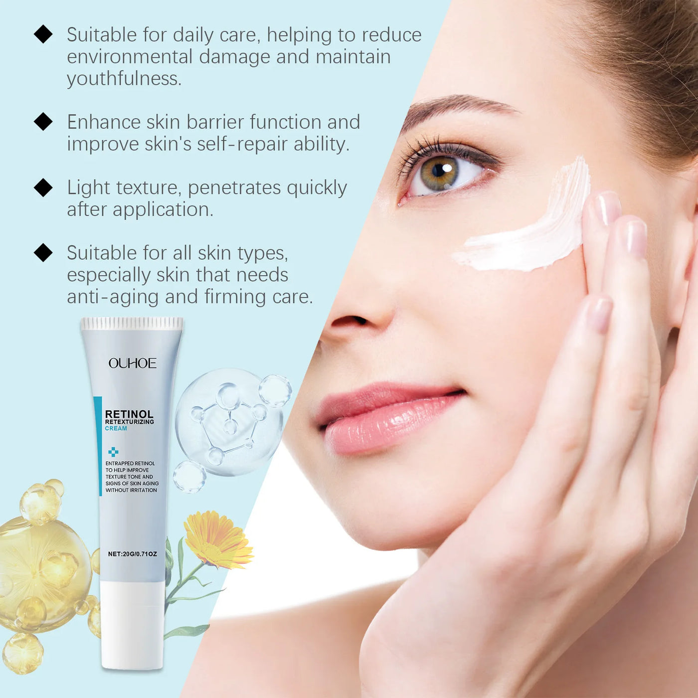 Retinol Wrinkle Removing Cream Firming Moisturizing Improve Dullness Glowing Skin Care Soothing Refreshing Face Repairing Cream