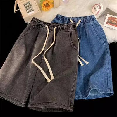 Summer men's seven inch jeans fashion design men's jeans slim fit straight leg short jeans casual loose wide leg denim shorts