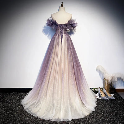 Customized Shiny Women Evening Dresses A-Line Tulle Prom Party Gowns Formal Occasion Vestido De Fiesta robe de mariée