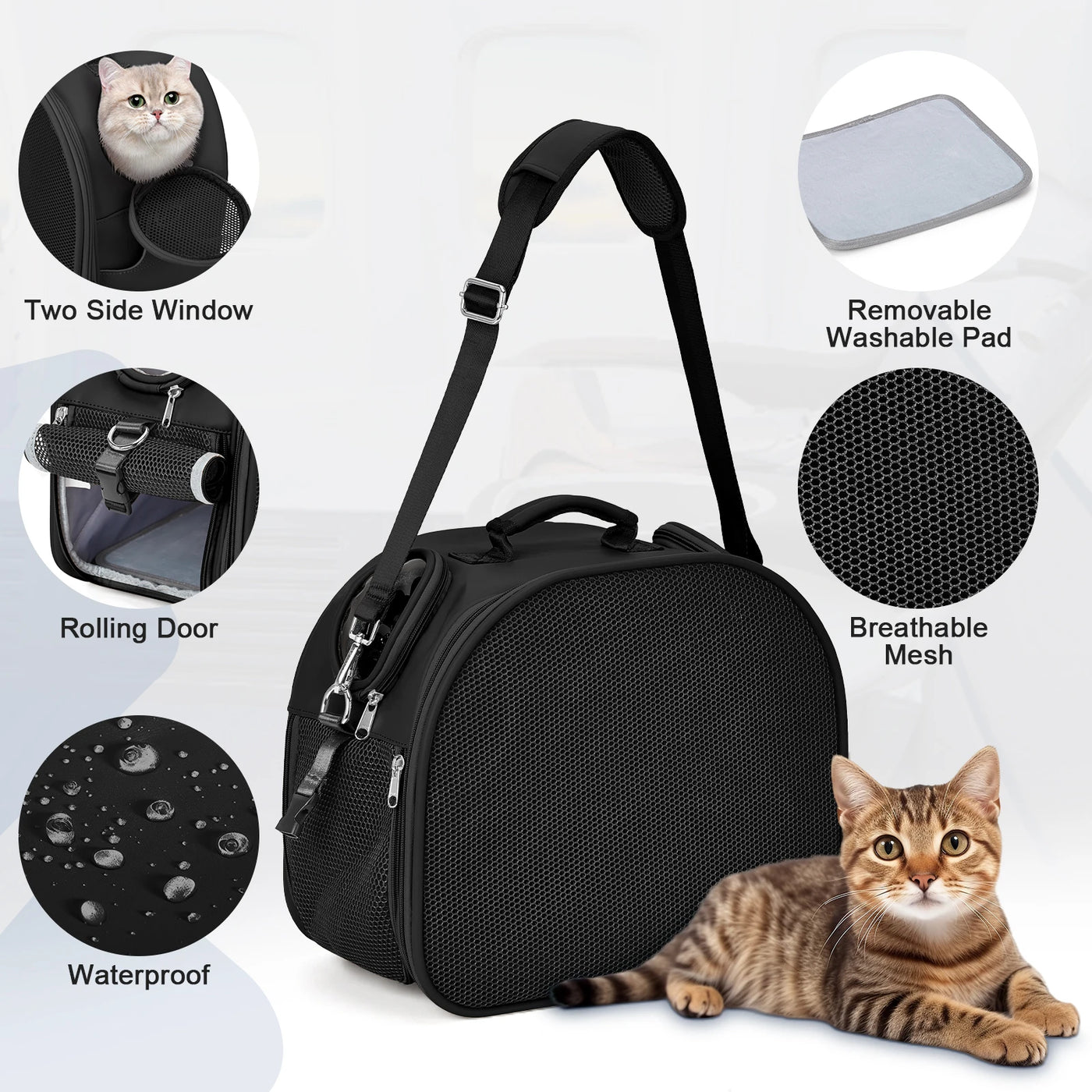 Cat, Dog Carrier Bag for Pets Up to 13 Lbs, Carrier for Medium Small Cats Dogs Airline Approved Travel Carry As Pets Go to Home