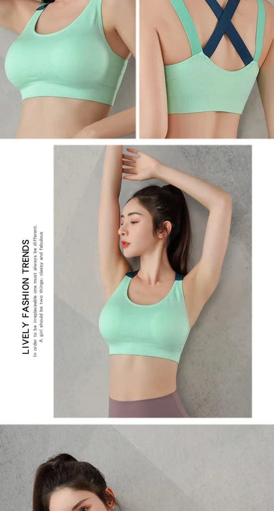 Women's Fashion Back Sports Bra Women Running Fitness Shockproof Underwear Moisture Wicking Quick Drying Sports Undershirt