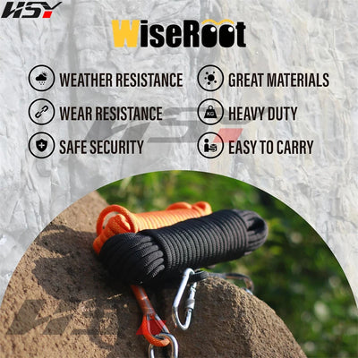 12mm Diameter Outdoor Emergency Rope Climbing Rope Wear Resistant High Strength Hiking Ropes 30m(98.43ft), 50m(164ft)