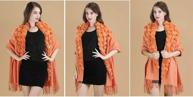 Winter Thick  Genuine Rabbit Fur Scarf for Women