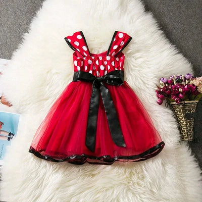 Cute Baby Girl Dress for 9M-5Yrs Children Summer Clothes Kids Minni Mouse Polka Dot Dress Girls Birthday Party Christmas Costume