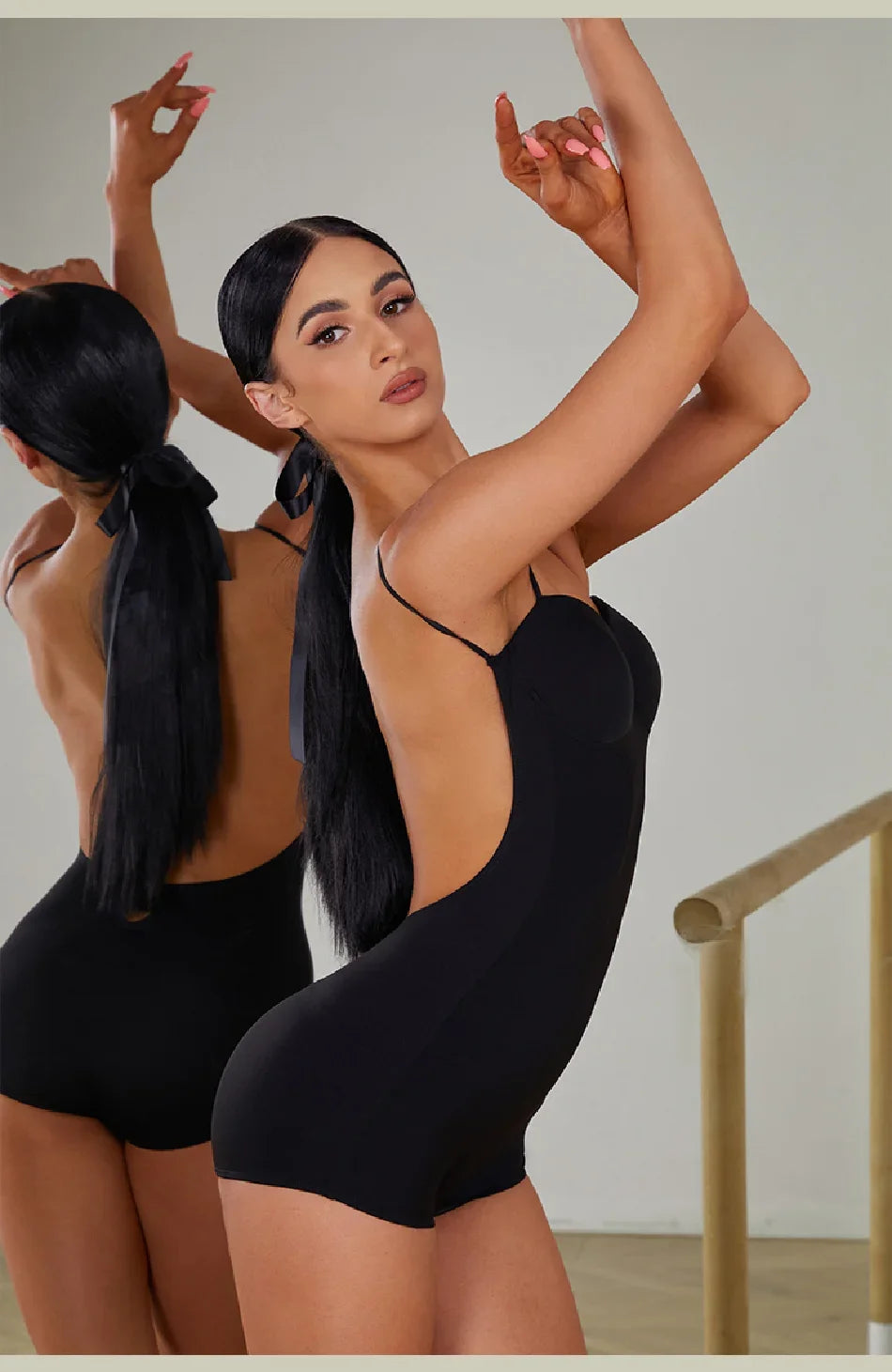 Female Latin Dance Dress Women Performance Belly Modern Dancing Dresses Striped Bare Back Design Bodysuit