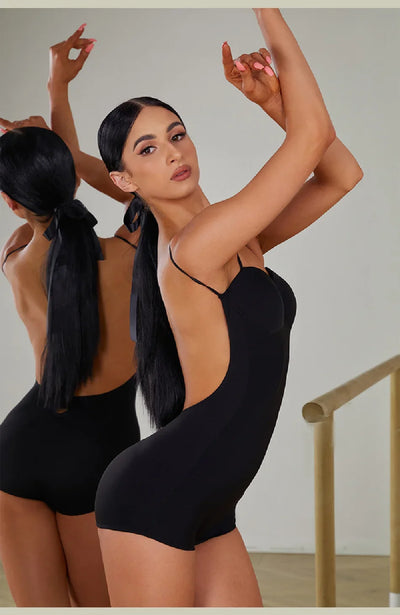 Female Latin Dance Dress Women Performance Belly Modern Dancing Dresses Striped Bare Back Design Bodysuit