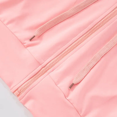 Joskaa Women's 2025 Sport Two Piece Set Casual Zip-Up Hoodie and Drawstring Shorts Matching Tracksuits Athletic Streetwear