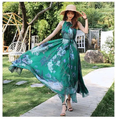 2023 New Floral Summer Sleevelss Suspender Maxi Dress for Women Sexy Backless Beach Purple Boho Robe Femme Sundress Dress Photo
