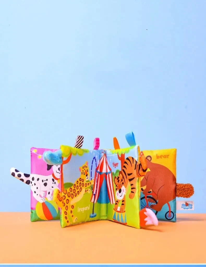 Montessori Education Baby Toys Busy Book Cartoon Animals Tail Interactive Parent-Child Fun Baby Cloth Book Baby Toys 0 6 Months