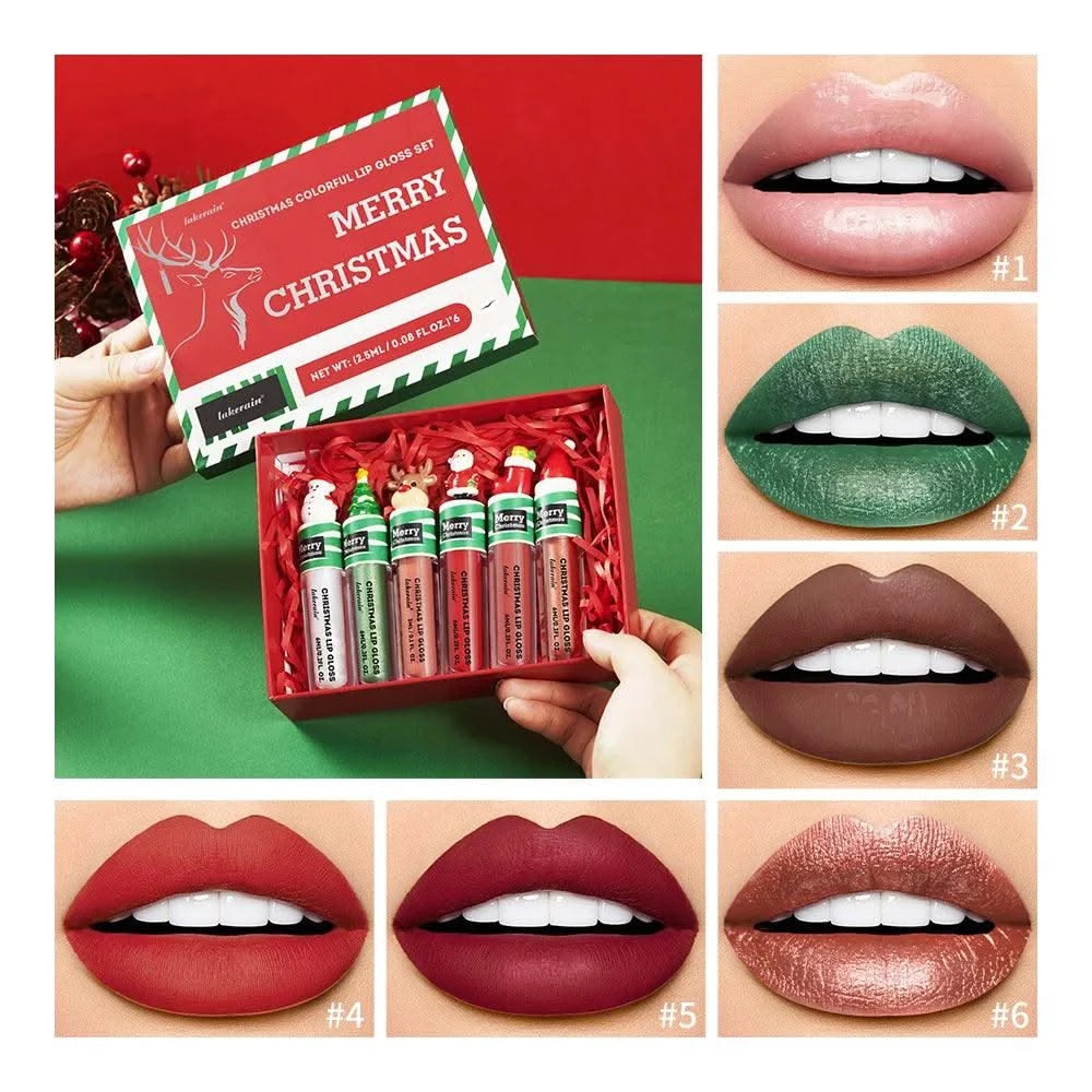 Christmas Colorful  Long-Lasting Water Resistant Lipsticks Lip Gloss Set Woman Makeups
