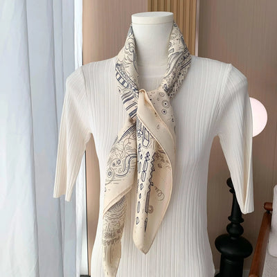 100% Real Silk Scarf Shawl Large Head Scarves Hijab for Hair Wrapping 90cm