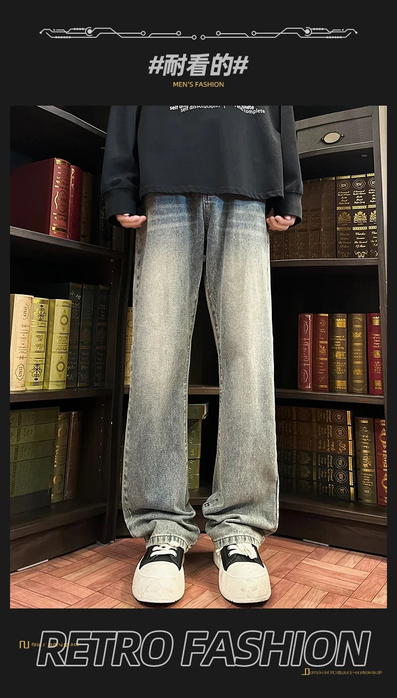 Autumn New Men's Jeans Baggy Straight Wide Leg Male Fashion Vintage Denim Pants Men Youth Popular Brand Streetwear Jean Trousers