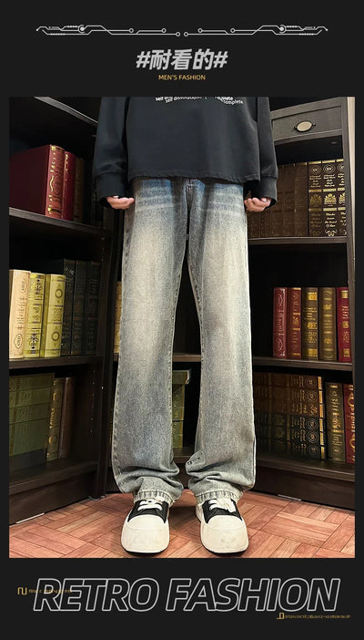 Autumn New Men's Jeans Baggy Straight Wide Leg Male Fashion Vintage Denim Pants Men Youth Popular Brand Streetwear Jean Trousers