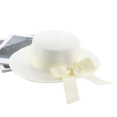 Bucket Hat Beach Summer Straw Hats for Women Flat Top Ribbon Bowknot Elegant Luxury Straw Women Summer Hats Sombreros De Mujer
