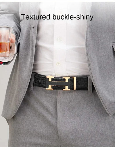 High Quality Alloy Buckle Genuine Real Leather Vintage H Automatic Buckle Belt for Men | Male