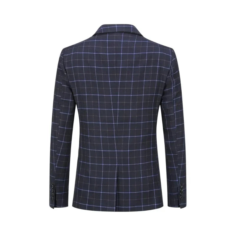  Men's Suit Checked Men's Suit Slim Fit 3-Piece Suits for Business Wedding