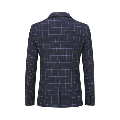  Men's Suit Checked Men's Suit Slim Fit 3-Piece Suits for Business Wedding
