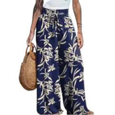 2025 Women's Wide Legs Fashion Comfortable Loose Vacation Style Wide Leg Printed Trousers Bohemian Casual Women's Pants