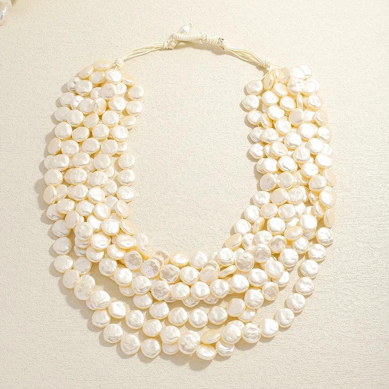 Luxury Exaggerated Multi-layer Pearl Necklace Women Romantic Elegant Baroque Long Chain Jewelry Accessories Bride Wedding Party