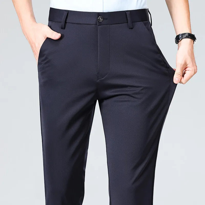 Plus Size Big and Tall Mens Trousers Business Casual Loose Straight Leg Pants Comfort Fit Office Work Commuting No Tight Classic