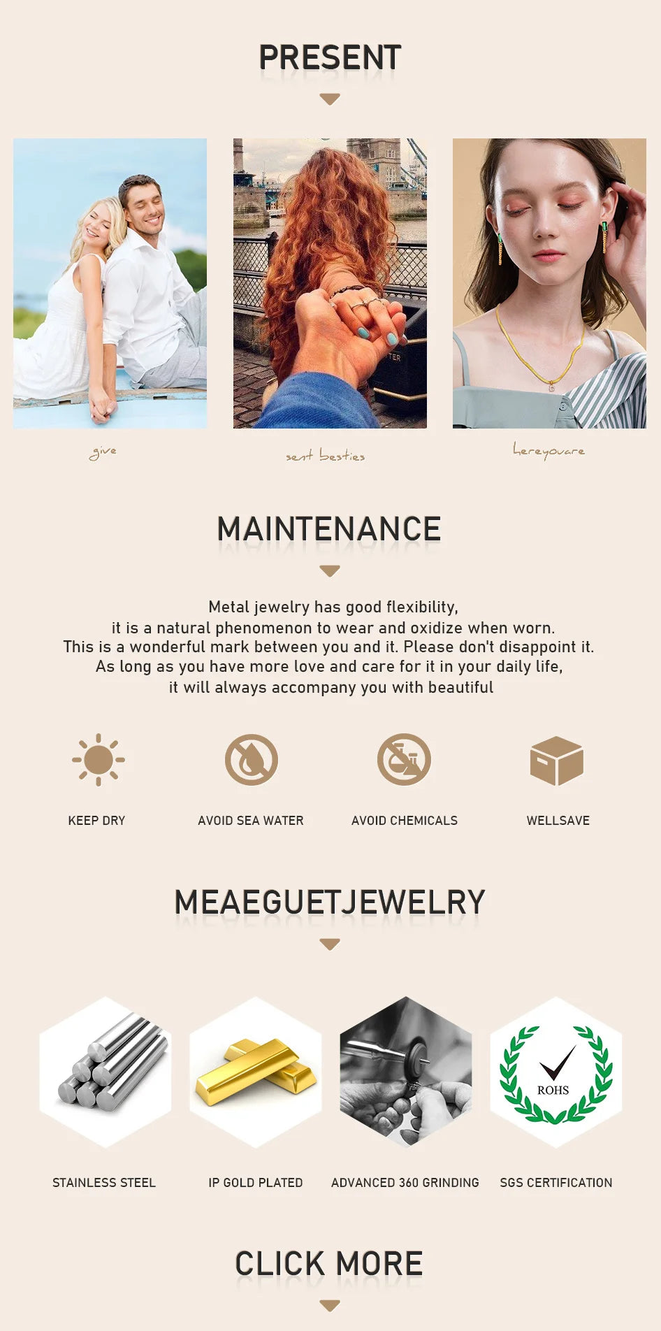 Square Solitaire Pendant Cubic Zirconia Necklace for Women, Stone Snake Link Adjustable, Stainless Steel Jewelry