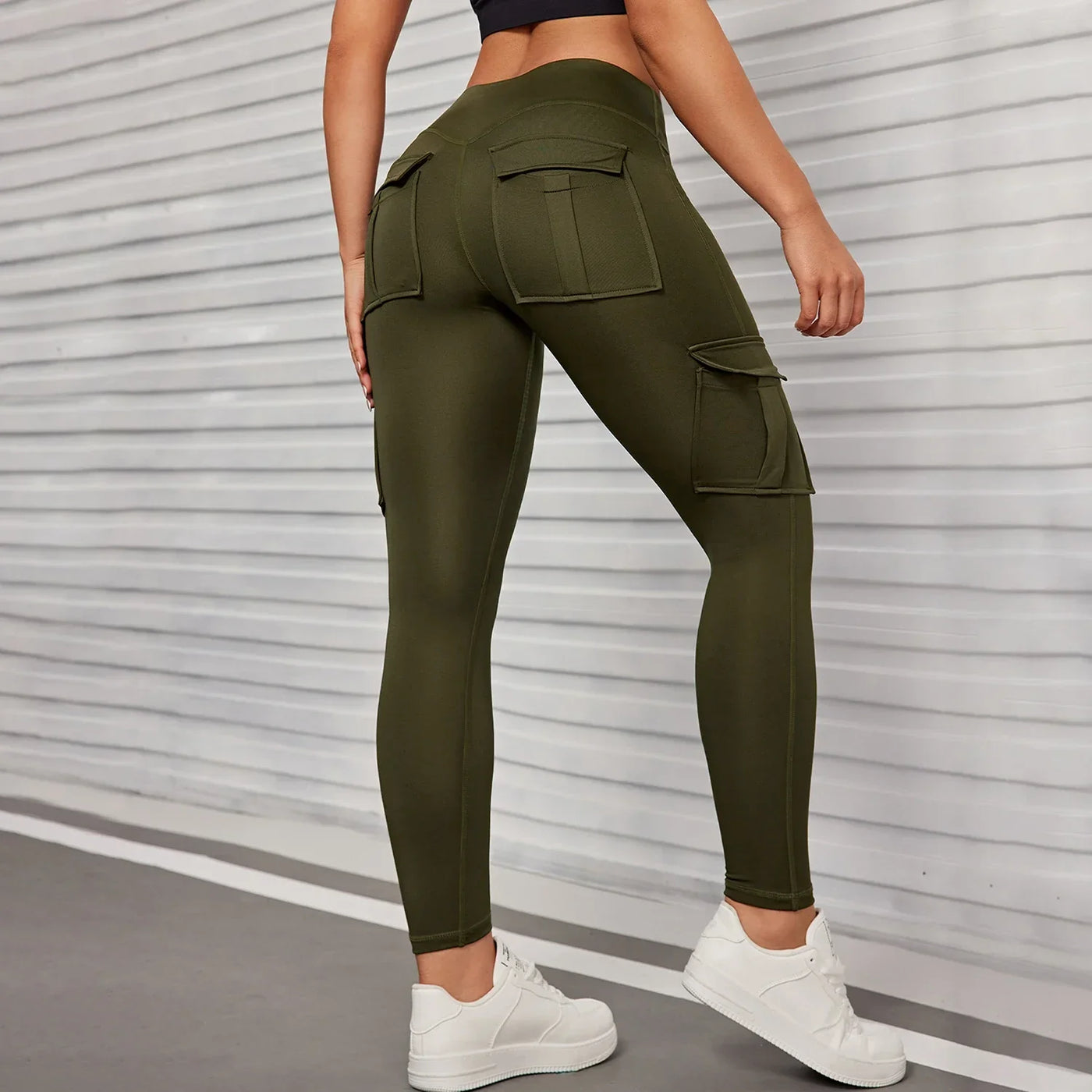 Pockets High Waist  Hip Lifting Women Leggings Casual Outdoors Running Pants Fitness Sports Activewear Pants