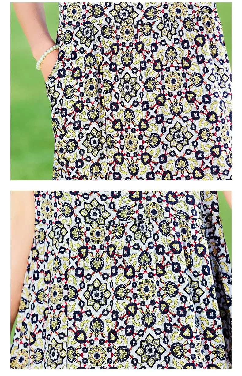 New 2024 Women Summer dresses print  Women  sleeveless Boho Beach Dress Vintage  Dresses  Sundress Beach Dress Tunic  Vestidos