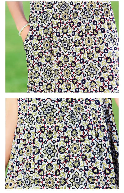 New 2024 Women Summer dresses print  Women  sleeveless Boho Beach Dress Vintage  Dresses  Sundress Beach Dress Tunic  Vestidos