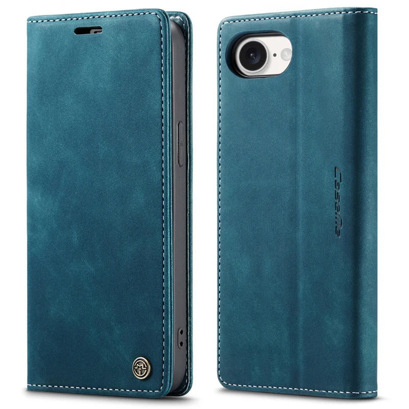 Flip Wallet Case for iPhone 16e 2025 Magnetic Folio Leather Cover with Card Holder Kickstand Shockproof Durable Protective Shell