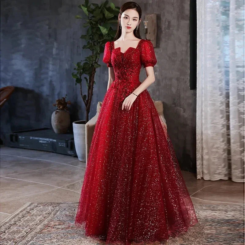 High-End Banquet Evening Dresses Women's 2025 New Spring Summer Light Luxury Slim Birthday Party Performance Dance Clothes Dress