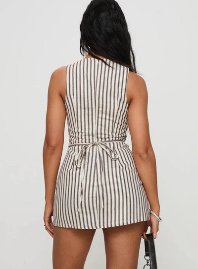 Summer New Dresses For Women Casual Fashion Striped Print Dress Crew Neck Sleeveless Vestido Mujer Dress Elegante Women Clothing