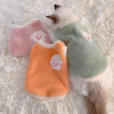 Cats Clothes Plush Garment for Cats Warm Apparels Winter Products Clothing Dog´s Sweater Vests Cooling Pet Kittens Kitten Stuff