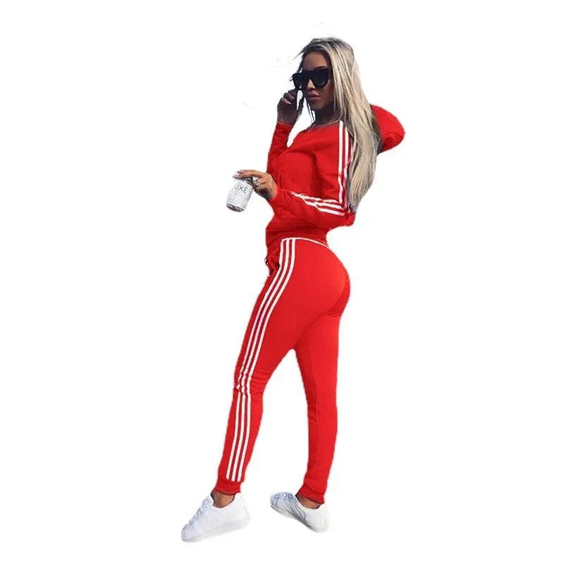 Women Tracksuits Fall Fashion Sweatpants And Hoodie Set Sweatsuit 2 Piece Set Casual Workout Fitness Training Women'S Jogger Set
