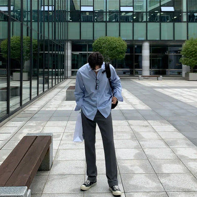 Oversized Casual Jacket Trendy Loose Shirt Men's Long-Sleeved Shirt Spring and Summer Brown TOP