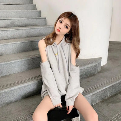 Sweatshirts for Women Hoodies Plain Long Female Clothes Black Hooded Tops Cotton Sweat-shirt Basic Designer Sleeve Goth Novelty